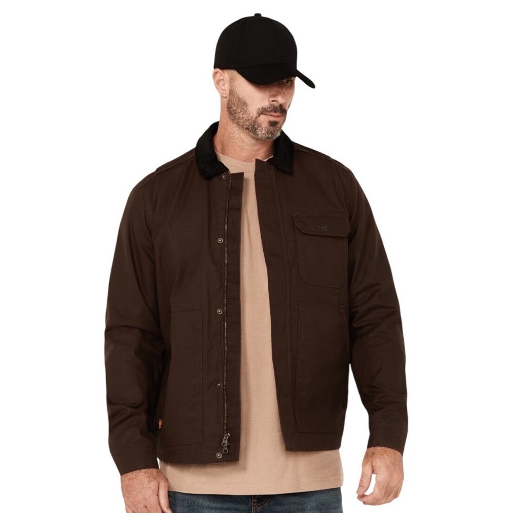 NWT HAWX MEN'S OAKDALE SOLID CHORE COAT, Brown, Size Large